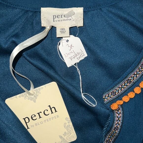 NEW Perch by Blu Pepper Bohemian Boho Shift Dress Sleeveless Tassels sz 3X - Picture 4 of 8